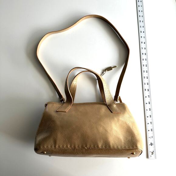 Fossil Sedona Gold Metallic Top Handle Shoulder Strap‎ Zip Satchel Purse Handbag - Picture 8 of 9